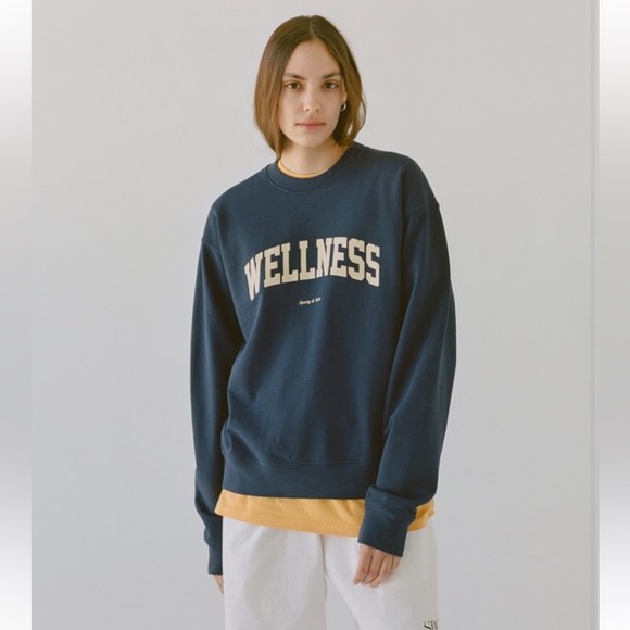 Sporty u0026 Rich | Tops | Sporty Rich Wellness Ivy Crewneck Sweatshirt M Navy  And Cream New | Poshmark